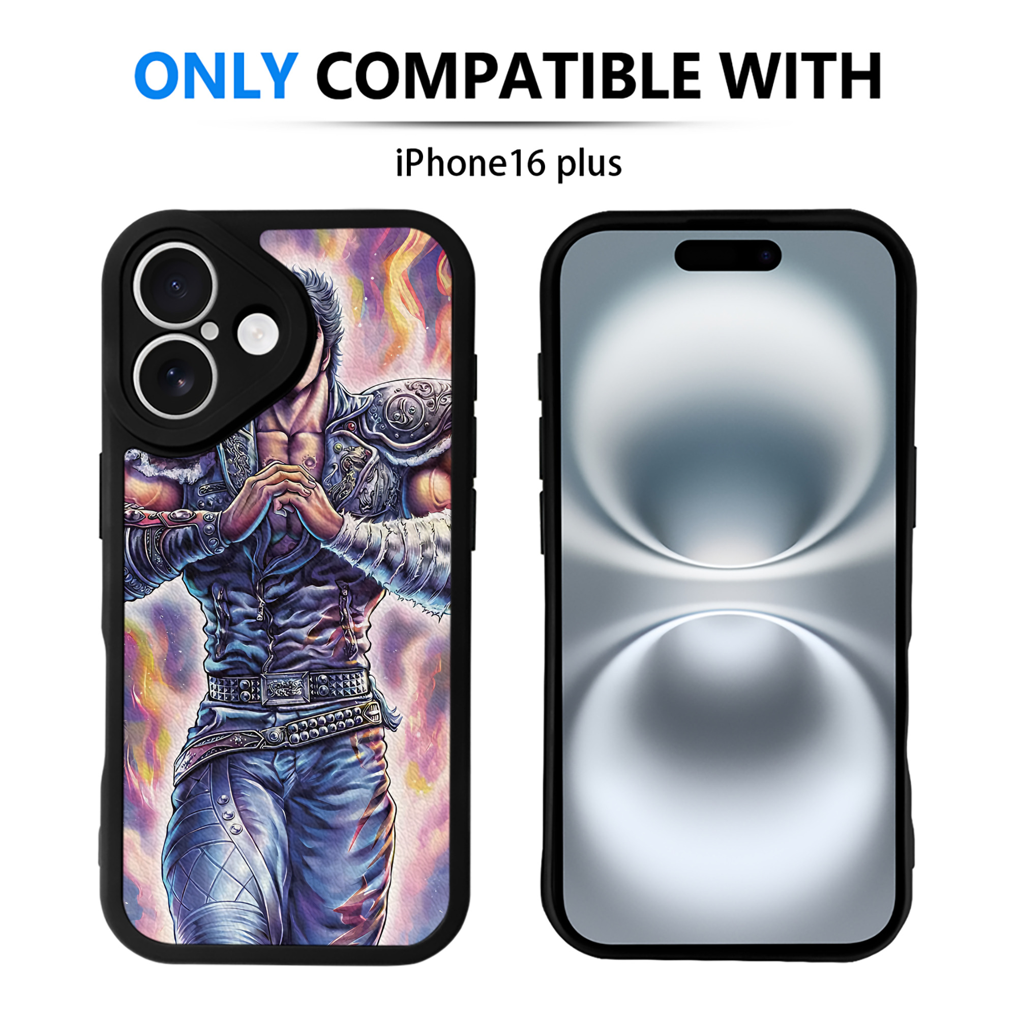 （画像用） 北斗の拳 Fist of the North Star 【iPhone 16シリーズ対応】シリコンスマホケース（レザー調） 材質：シリコン